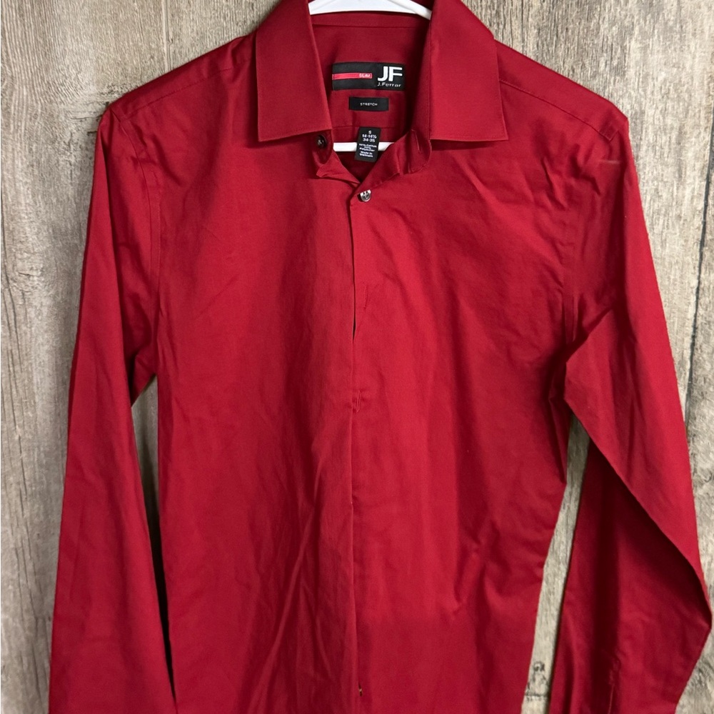 JF J.Ferrar Bold Red Dress Shirt